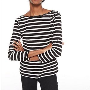 Kate Spade stripe scallop knit top